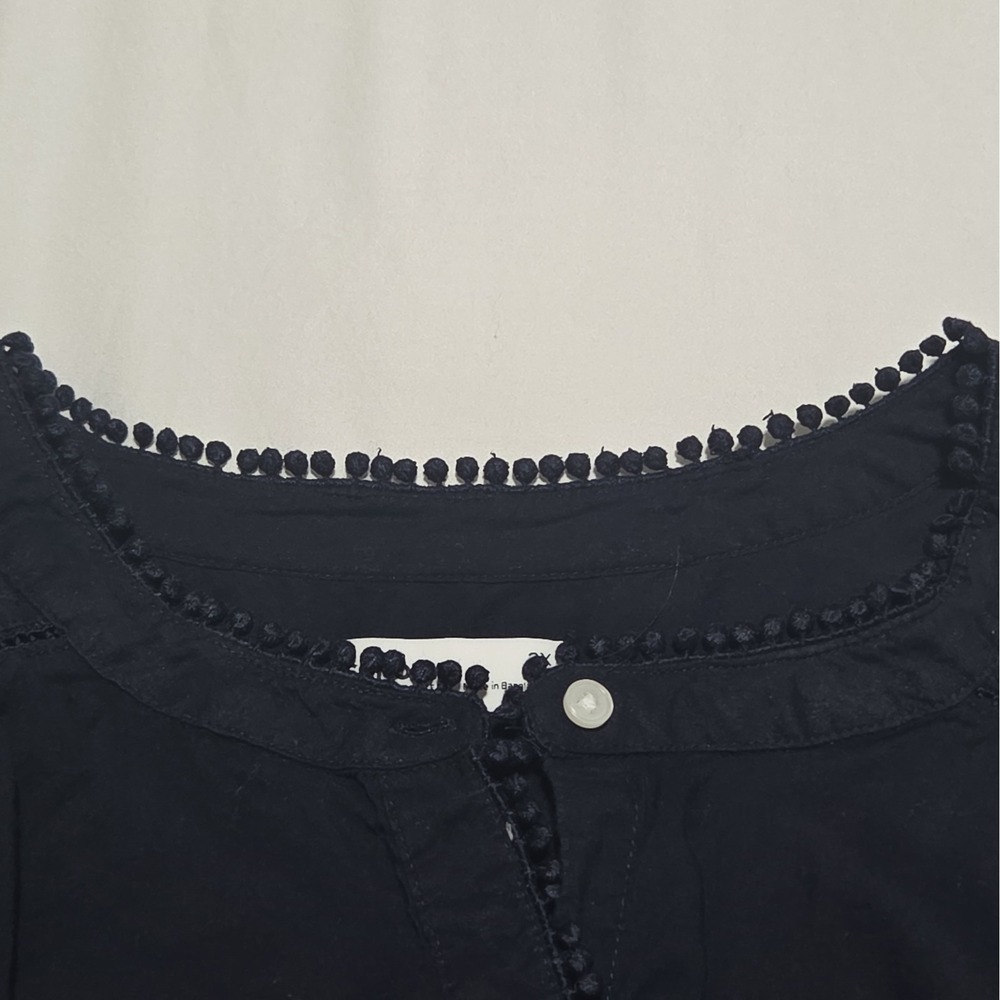 Sonoma Womens 2X Button Front Blouse Navy Blue